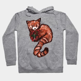 Red panda holding roses Hoodie